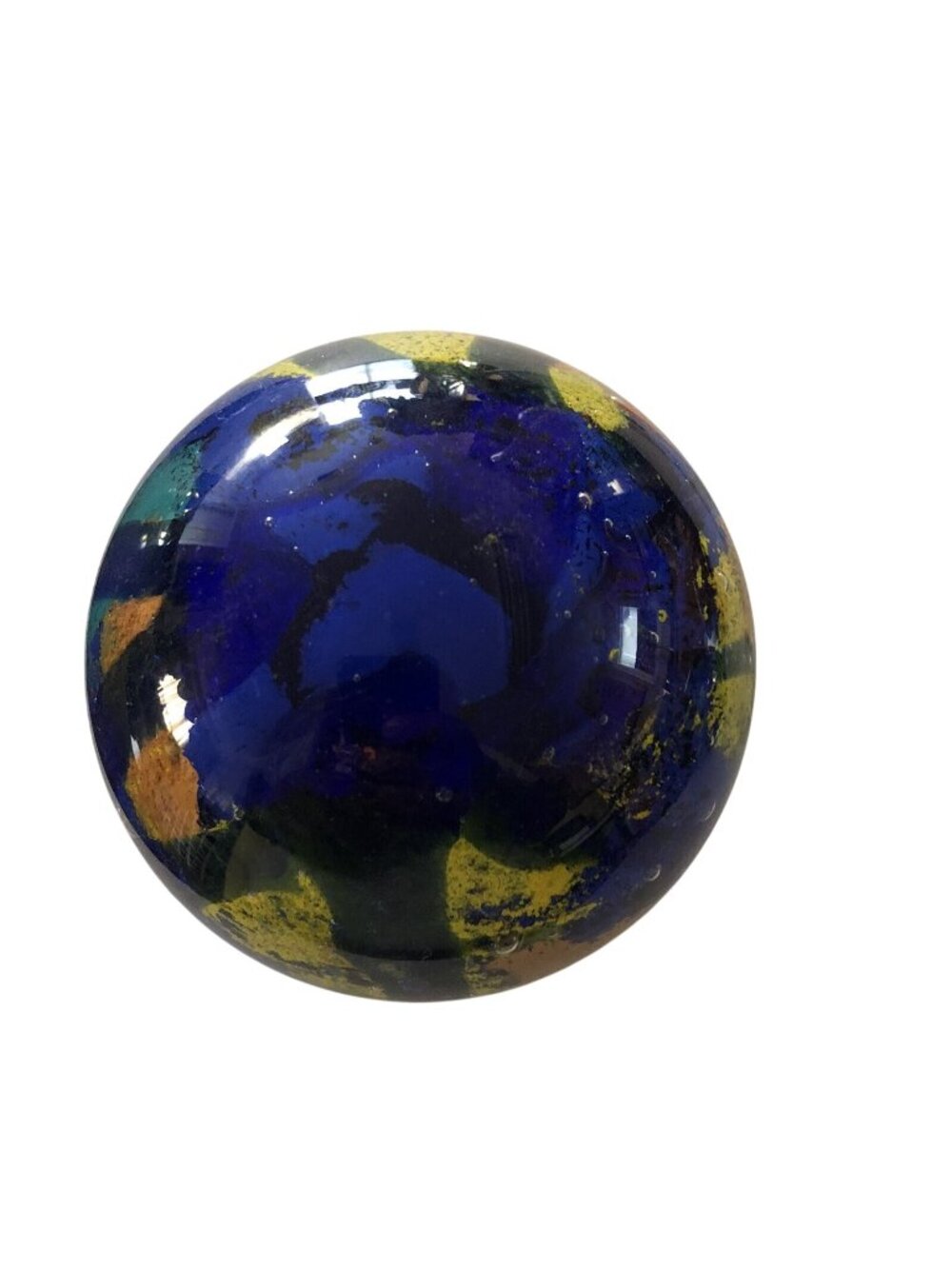 Multicolor Glass Paperweight artistic art blue decor decorative office Unique